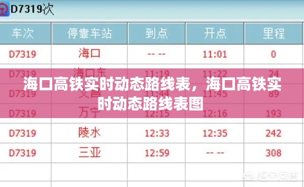 海口高铁实时动态路线表，海口高铁实时动态路线表图 
