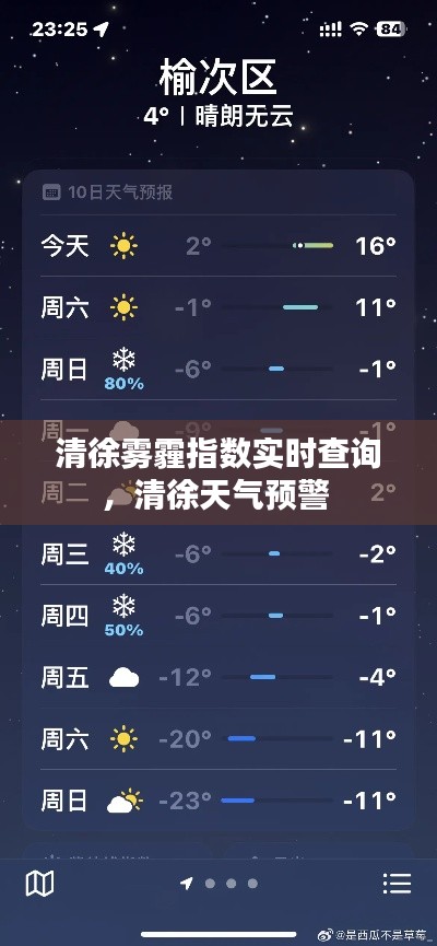 清徐雾霾指数实时查询，清徐天气预警 