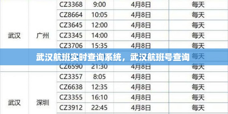 武汉航班实时查询系统，武汉航班号查询 