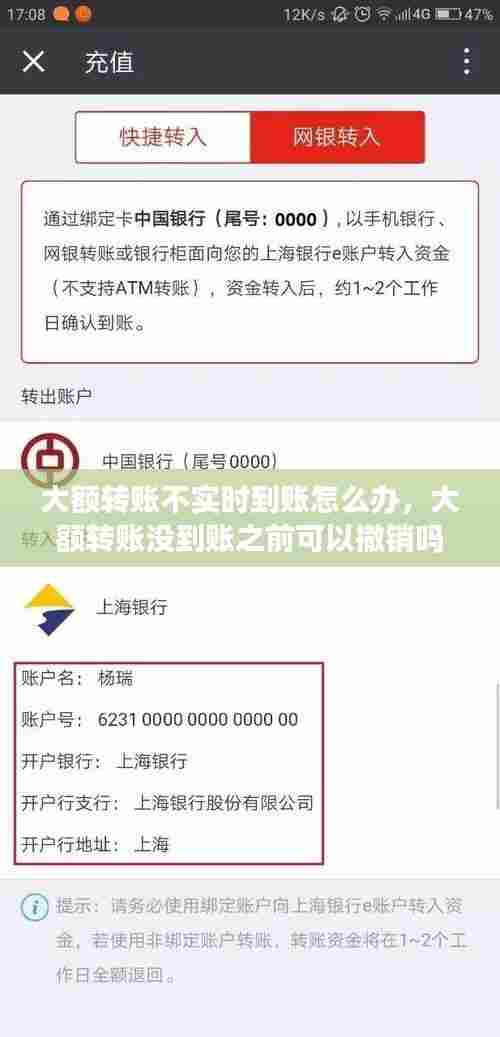 大额转账不实时到账怎么办，大额转账没到账之前可以撤销吗 