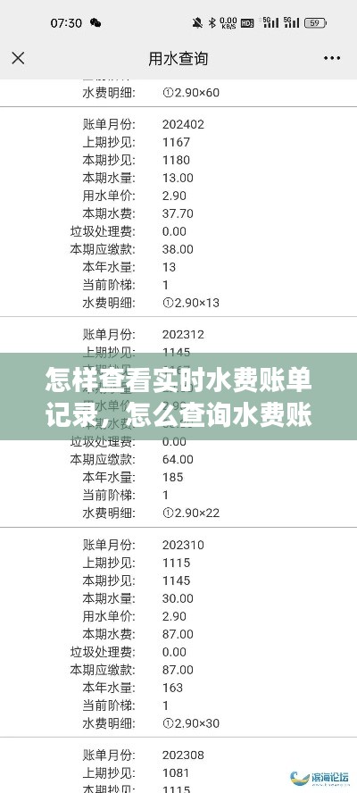 怎样查看实时水费账单记录，怎么查询水费账单明细水费 
