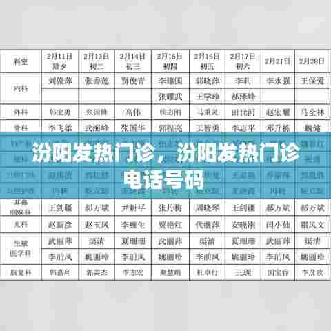 汾阳发热门诊，汾阳发热门诊电话号码 