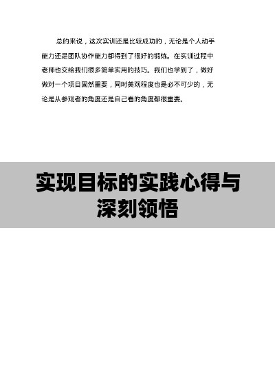 实现目标的实践心得与深刻领悟