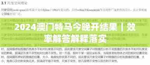 2024澳门特马今晚开结果｜效率解答解释落实