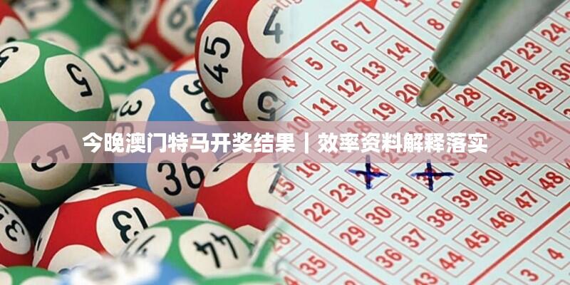 今晚澳门特马开奖结果｜效率资料解释落实