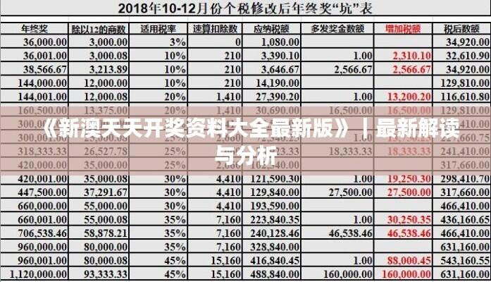 《新澳天天开奖资料大全最新版》｜最新解读与分析