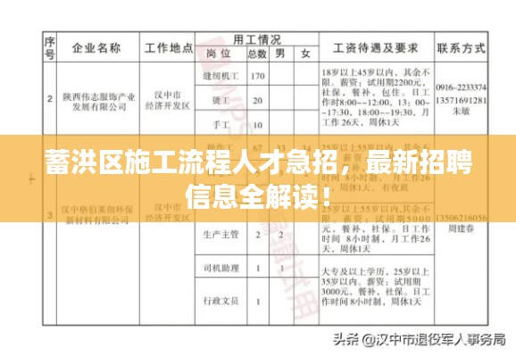 蓄洪区施工流程人才急招，最新招聘信息全解读！