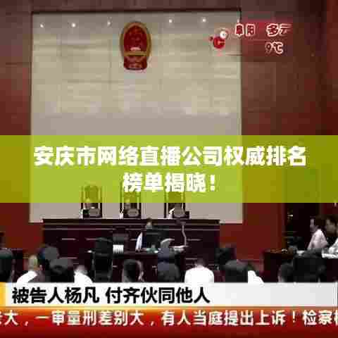 安庆市网络直播公司权威排名榜单揭晓！