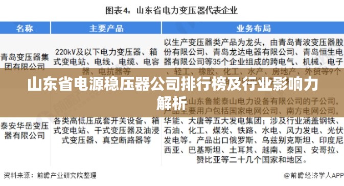 山东省电源稳压器公司排行榜及行业影响力解析