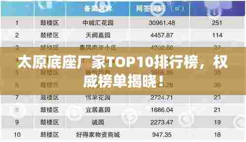 太原底座厂家TOP10排行榜，权威榜单揭晓！