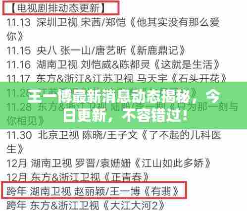王一博最新消息动态揭秘，今日更新，不容错过！