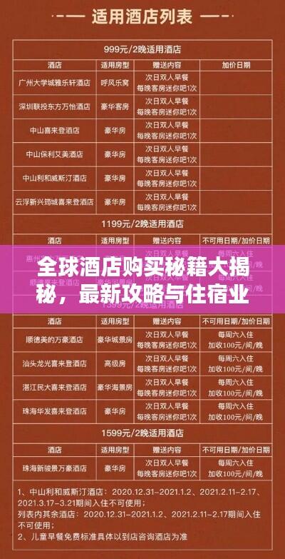 全球酒店购买秘籍大揭秘，最新攻略与住宿业投资指南！