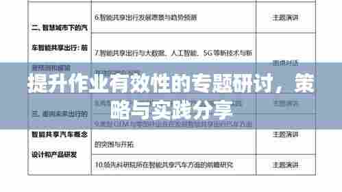 提升作业有效性的专题研讨，策略与实践分享