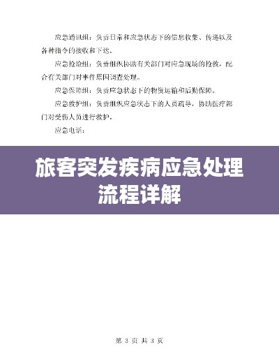 旅客突发疾病应急处理流程详解