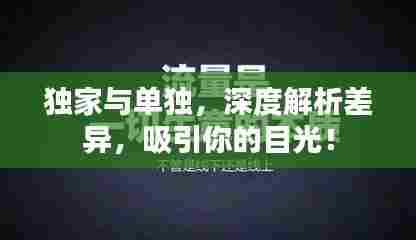 独家与单独，深度解析差异，吸引你的目光！