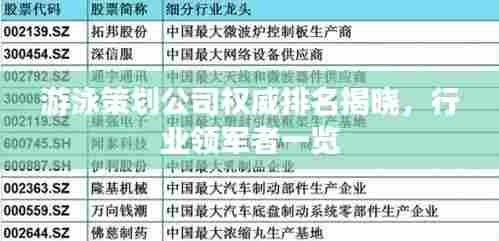 游泳策划公司权威排名揭晓，行业领军者一览