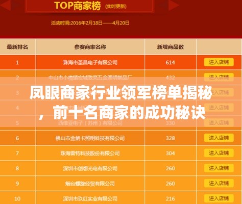凤眼商家行业领军榜单揭秘，前十名商家的成功秘诀