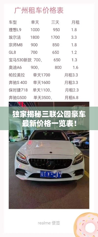 独家揭秘三联公园豪车最新价格一览表！
