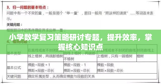 小学数学复习策略研讨专题，提升效率，掌握核心知识点