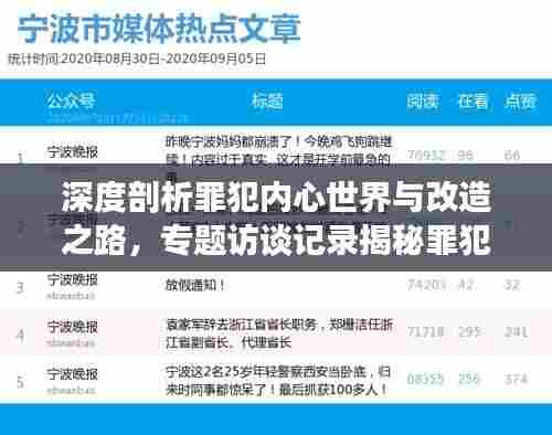 深度剖析罪犯内心世界与改造之路，专题访谈记录揭秘罪犯心路历程