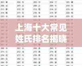 上海十大常见姓氏排名揭晓